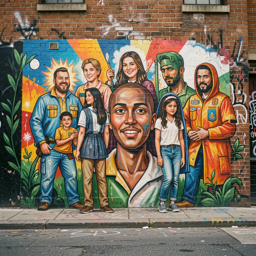 Portrait mural with natural lighting